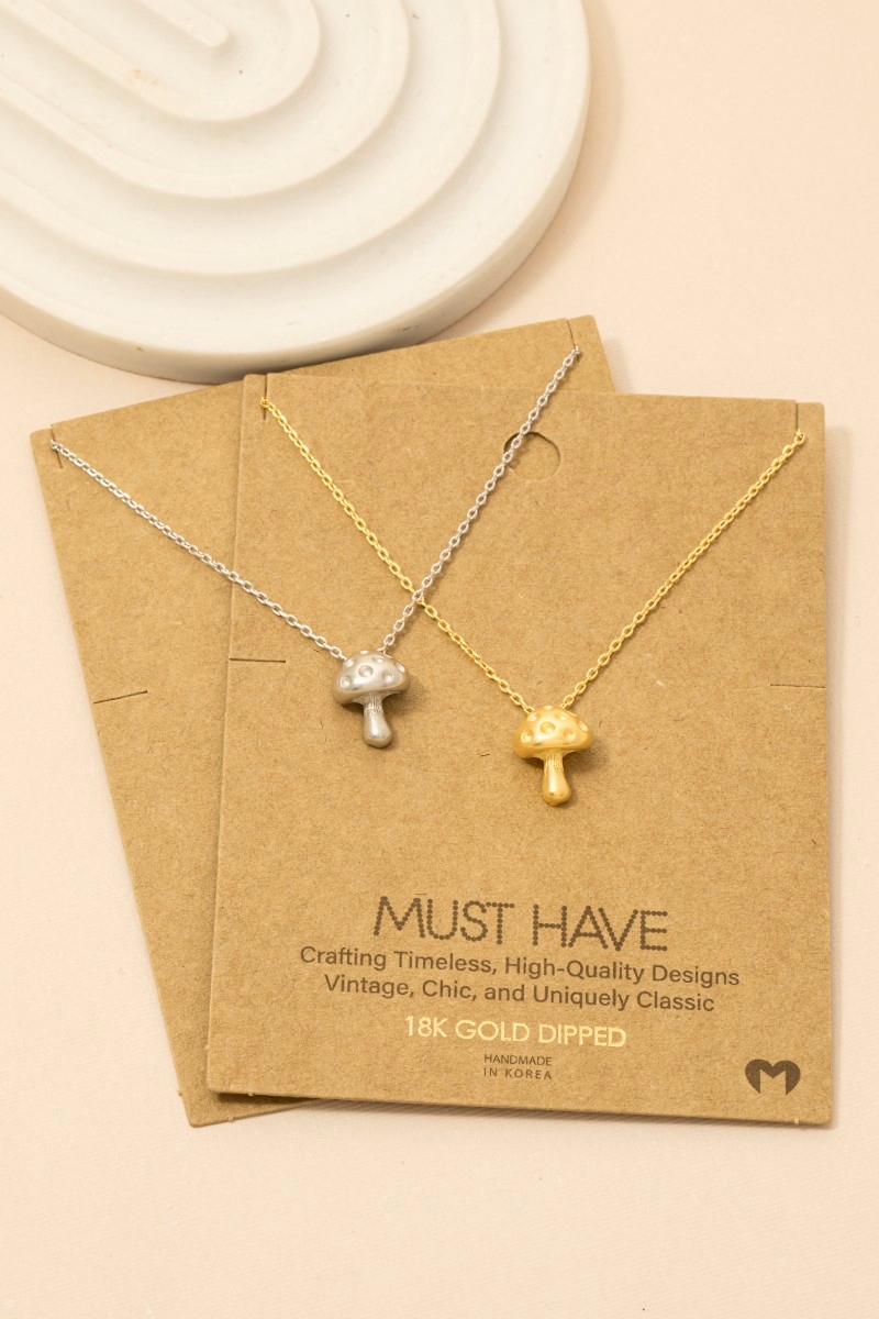 Gold Dipped Mini Mushroom Pendant Necklace
