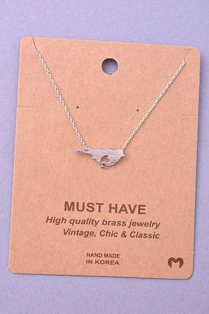 Love Bird Heart Cutout Pendant Necklace