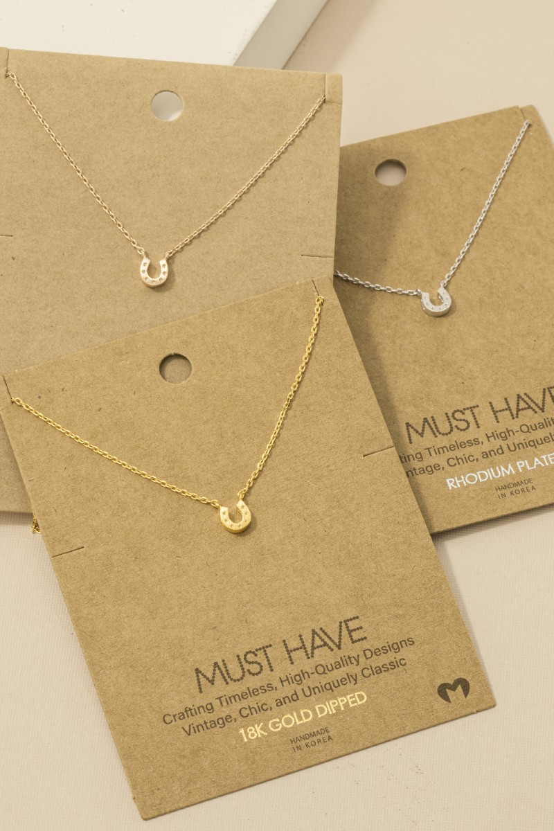 Gold Dipped Mini Horseshoe Pendant Necklace