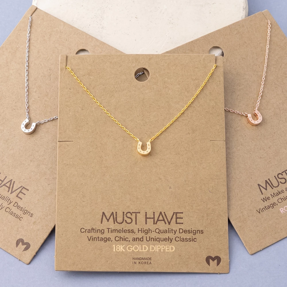 Dainty Lucky Horseshoe Pendant Necklace