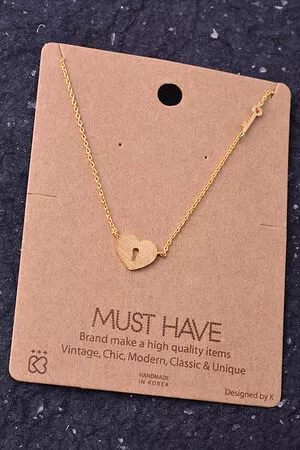 Lock and Key Heart Pendant Necklace