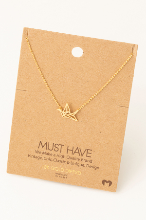 Origami Crane Cutout Pendant Necklace