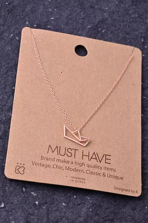 Origami Paper Boat Cutout Pendant Necklace