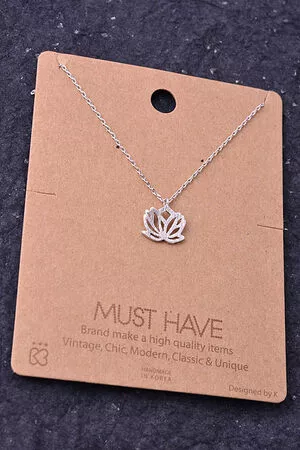 Lotus Flower Cutout Pendant Necklace