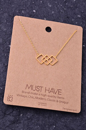 Triple Square Link Pendant Necklace