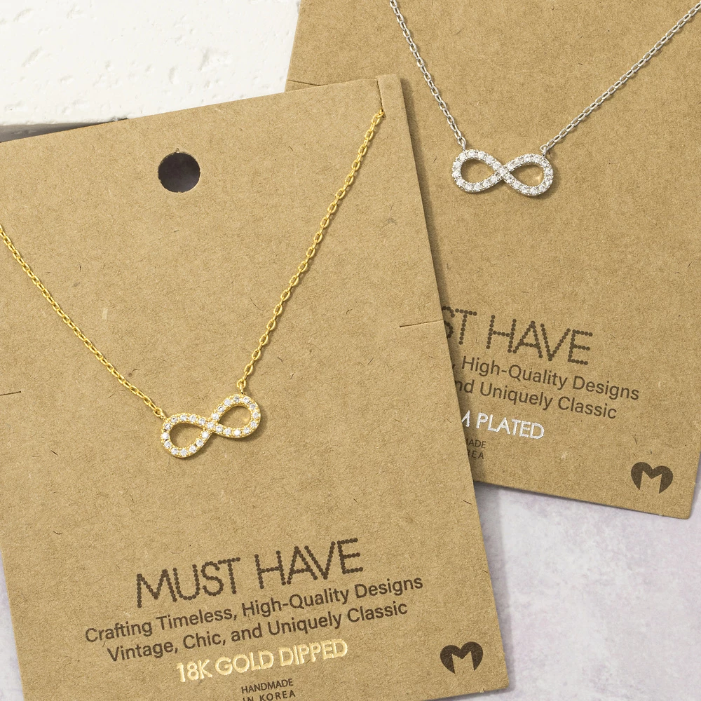 18K Gold Dipped Pave Cz Infinity Pendant Necklace