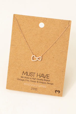 Mini Jewel Double Heart Pendant Necklace