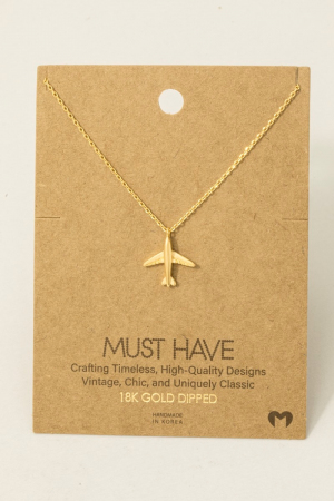 Gold Dipped Airplane Pendant Necklace