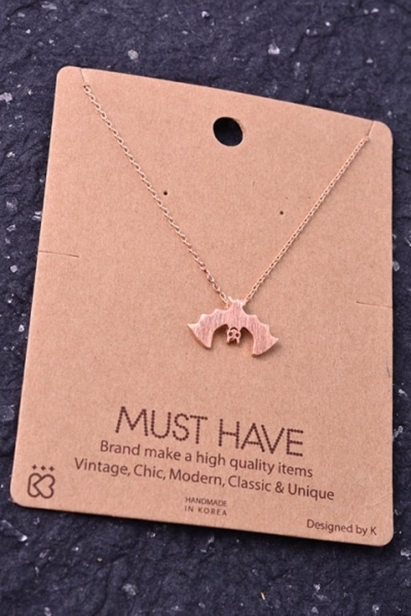 Upside Down Bat Pendant Necklace