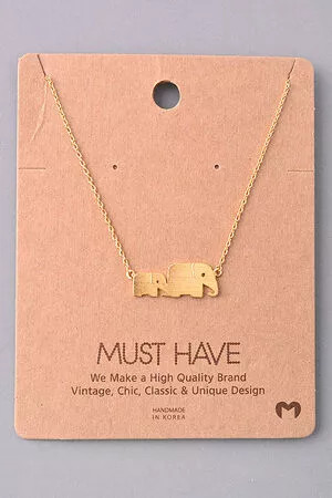 Mom and Baby Elephant Pendant Necklace