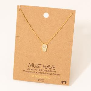 Dainty Hamsa Jewel Pendant Necklace