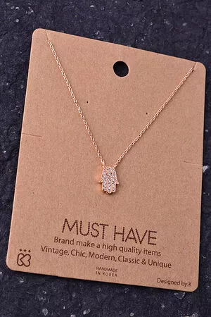 Dainty Hamsa Jewel Pendant Necklace