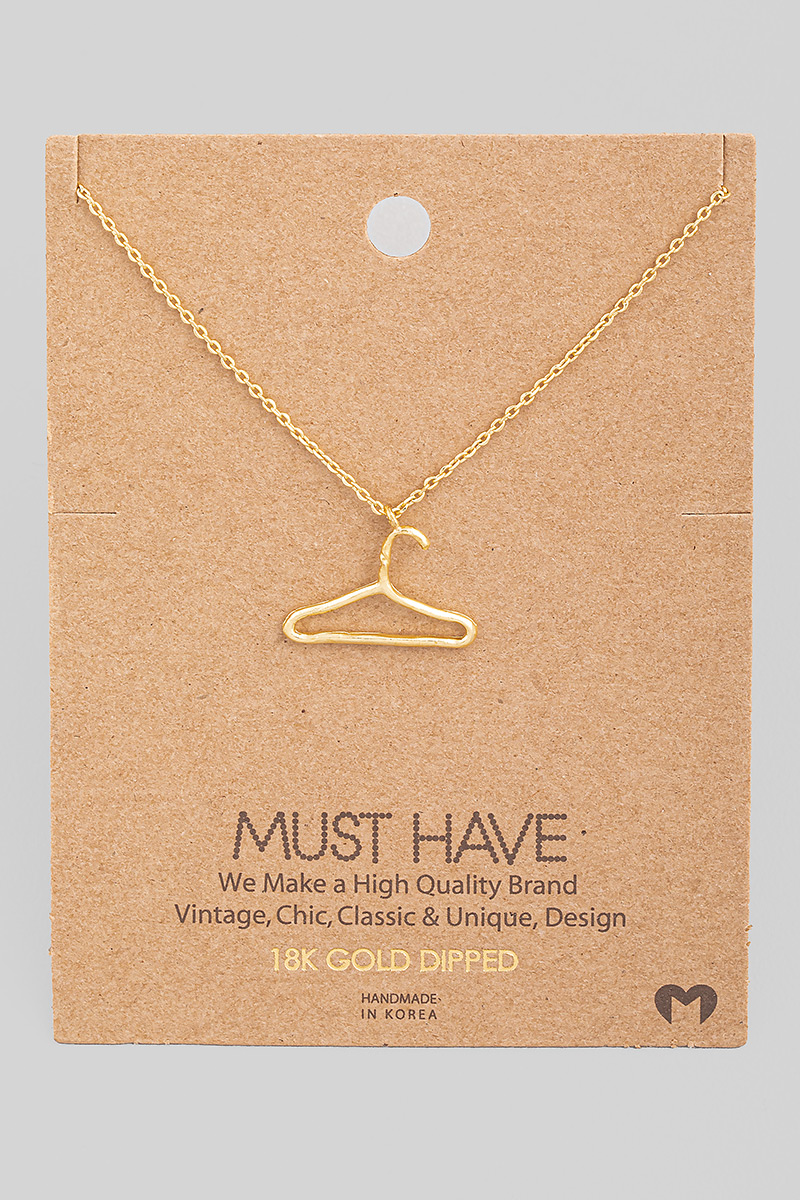 Gold Dipped Clothes Hanger Charm Necklace