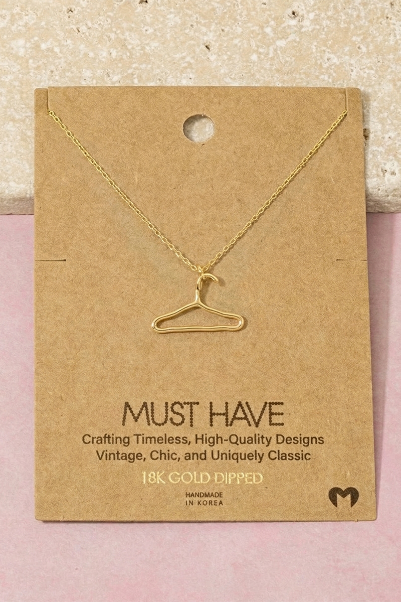 Gold Dipped Clothes Hanger Pendant Necklace