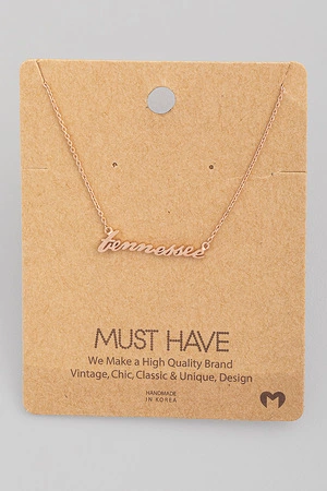 Cursive Tennessee State Pendant Necklace