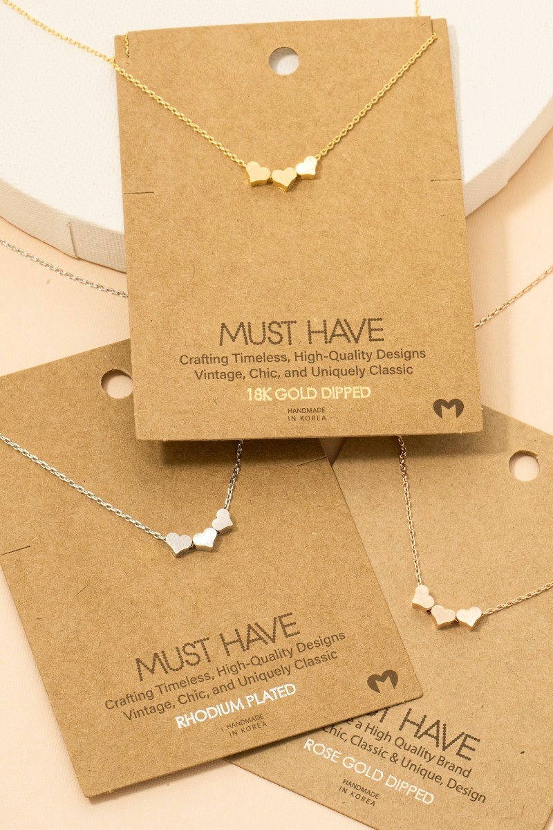 Three Dainty Hearts Necklace