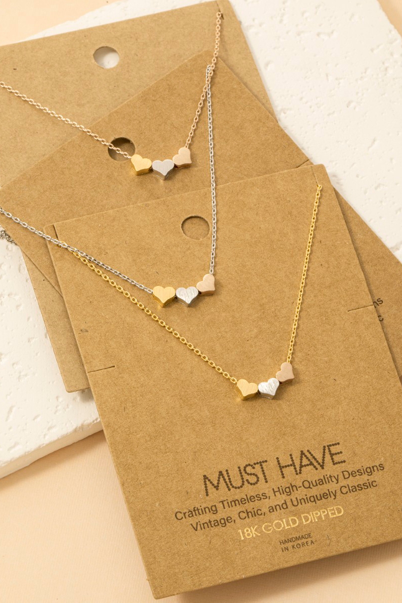 Gold Dipped Heart Hoop Pendant Necklace