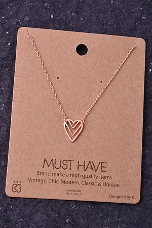 Abstract Heart Cutout Pendant Necklace