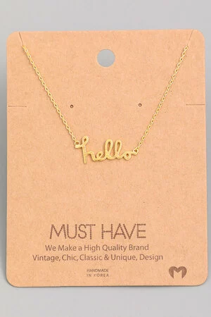Cursive Hello Pendant Necklace