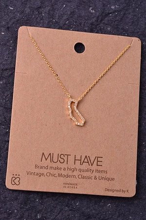 Rhinestone Trim California State Outline Pendant Necklace