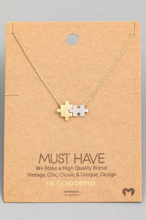 Two Toned Puzzle Pendant Necklace