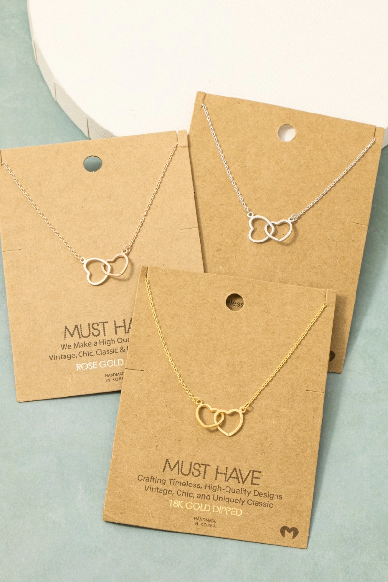 Gold Dipped Heart Link Charm Necklace