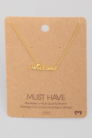 Cursive Arizona State Pendant Necklace