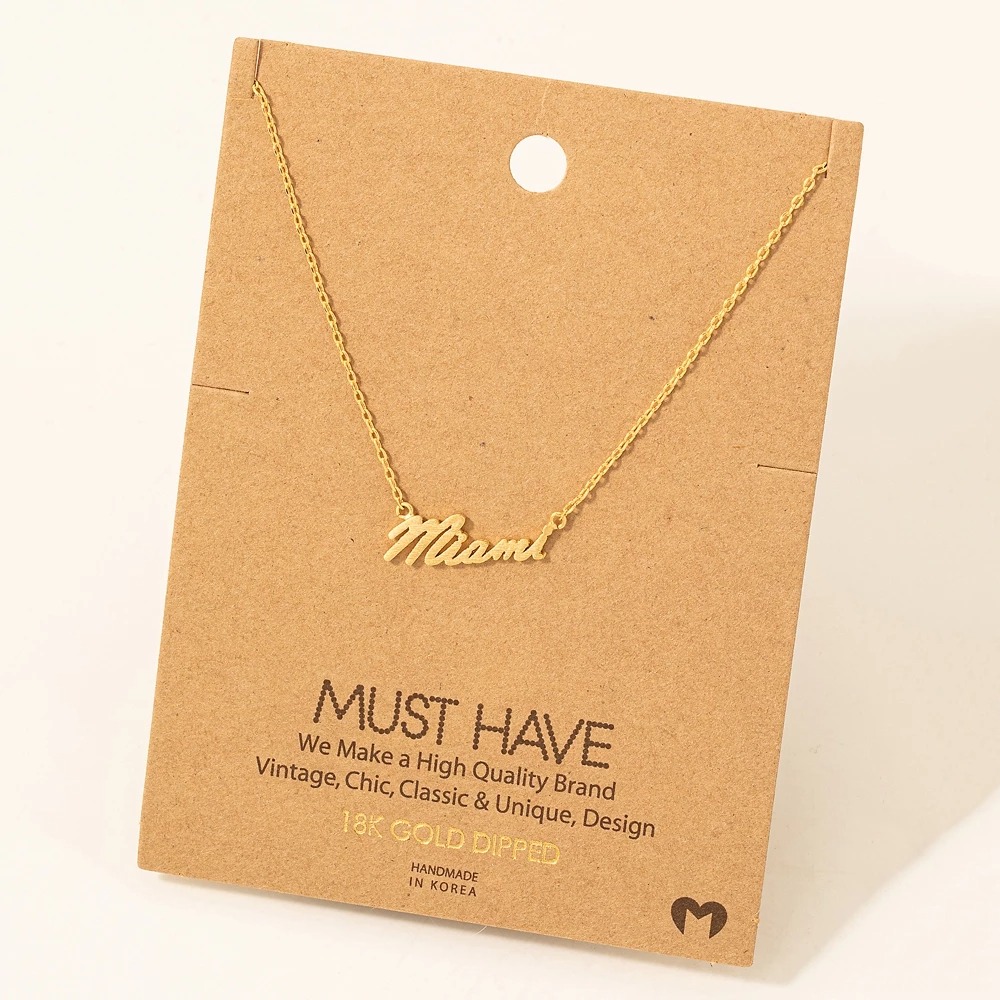 Cursive Miami State Pendant Necklace