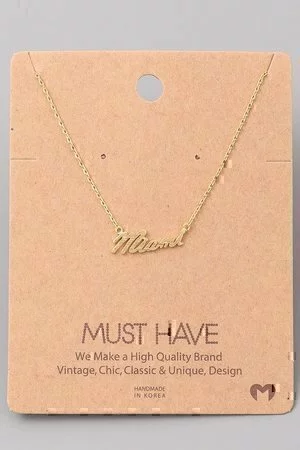 Cursive Miami State Pendant Necklace