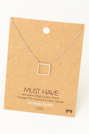 Square Outline Pendant Necklace