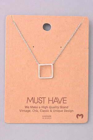 Dainty Square Outline Pendant Necklace
