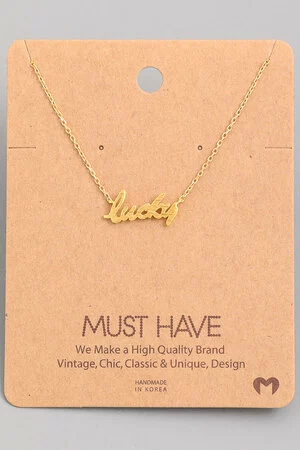 Lucky Script Pendant Necklace