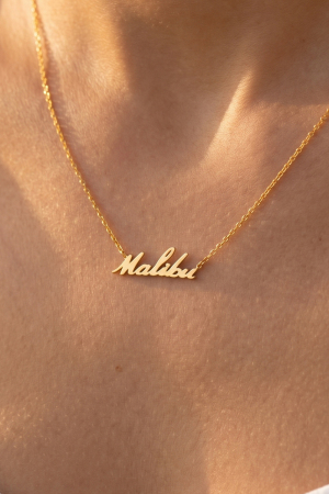 Malibu Script Word Pendant Chain Necklace