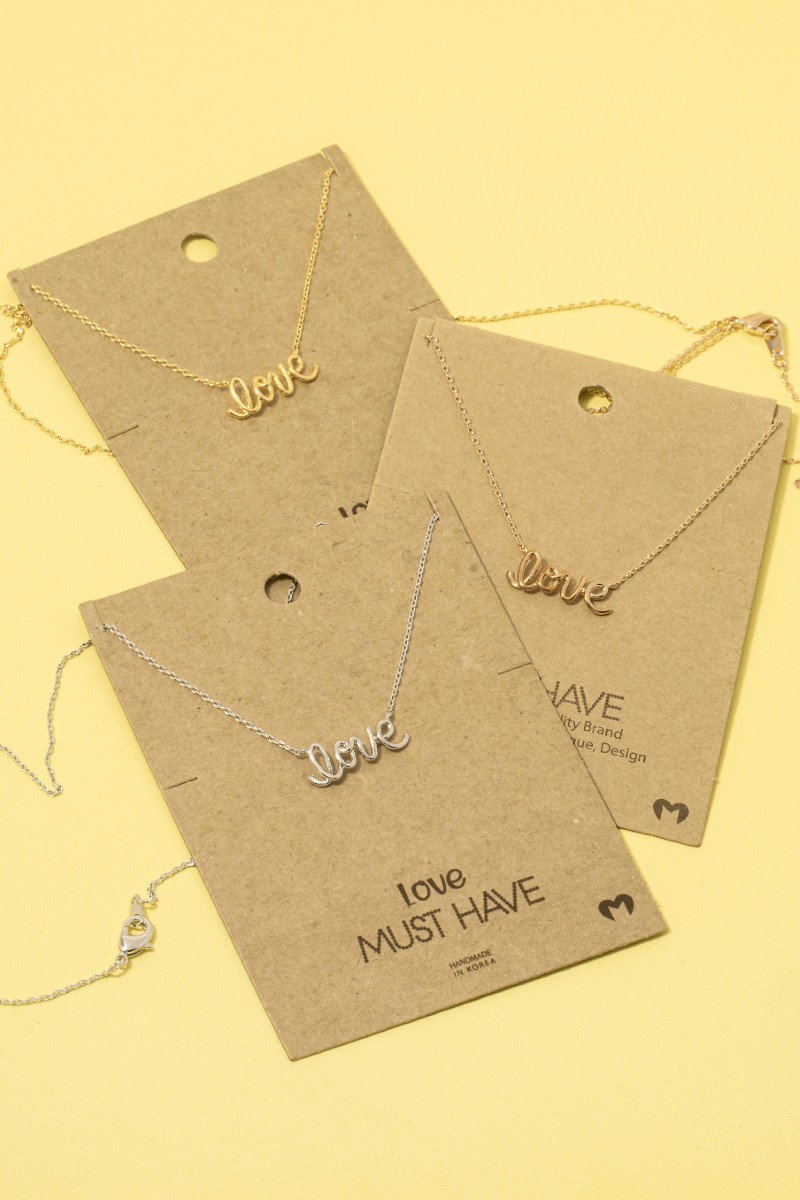 Handwritten Gold Dipped Love Pendant Necklace