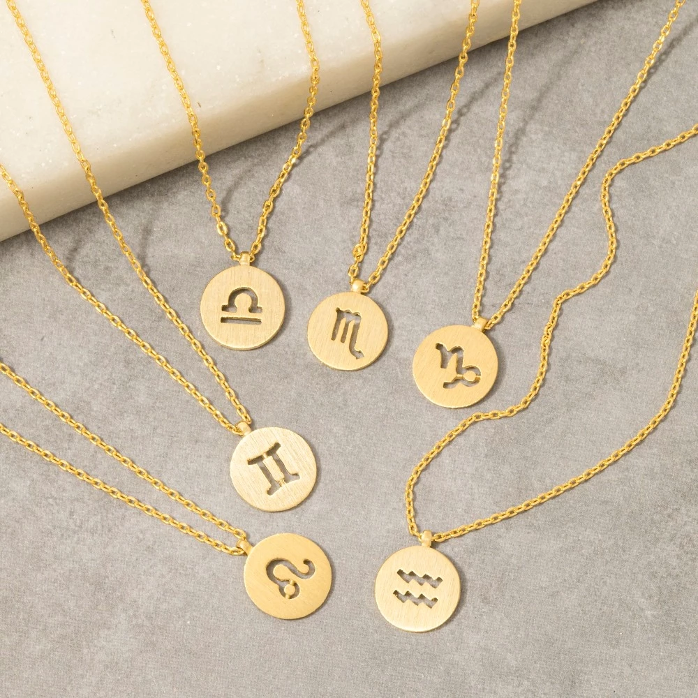 Mini Zodiac Symbol Coin Pendant Necklace