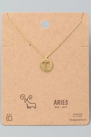 Aries Zodiac Sign Coin Necklace.