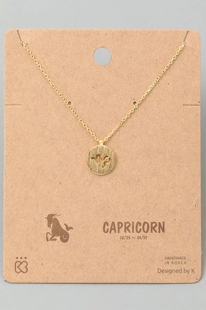 Capricorn Zodiac Sign Coin Necklace.