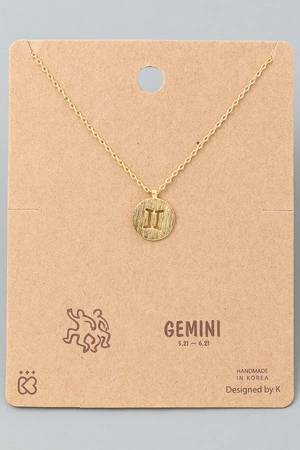 Gemini Zodiac Sign Coin Necklace.