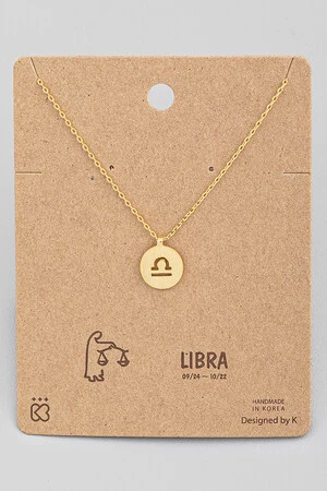 Libra Zodiac Sign Coin Necklace