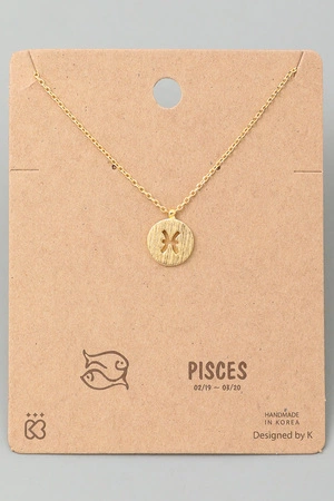 Pisces Zodiac Sign Coin Necklace.