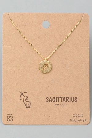 Sagittarius Zodiac Sign Coin Necklace.