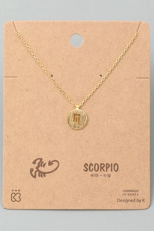 Scorpio Zodiac Sign Coin Necklace.