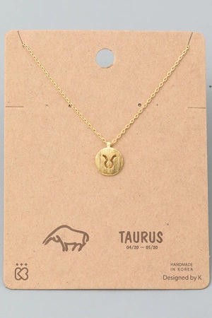 Taurus Zodiac Sign Coin Necklace.