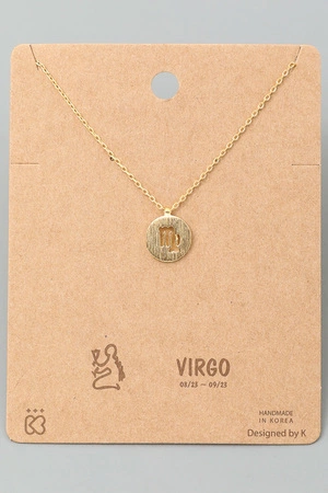 Virgo Zodiac Sign Coin Necklace.
