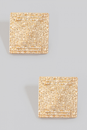 Metallic Textured Pyramid Stud Earrings