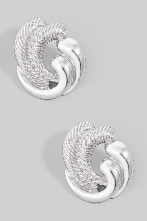 Textured Metallic Wave Swirl Stud Earrings