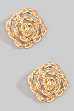 Twisted Metallic Wire Rose Stud Earrings