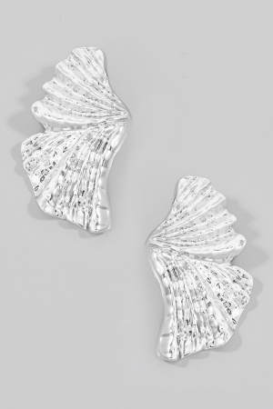 Metallic Half Geometric Leaf Stud Earrings