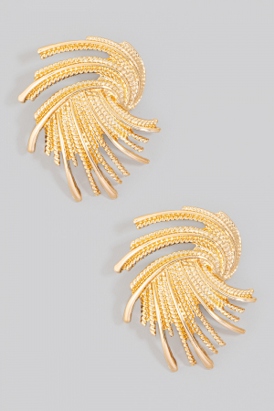 Textured Metallic Swirl Shield Earrings