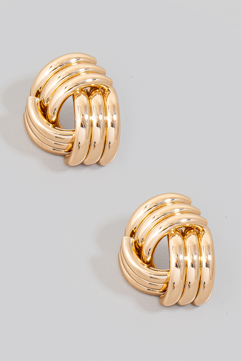 Layered Metallic Knot Stud Earrings